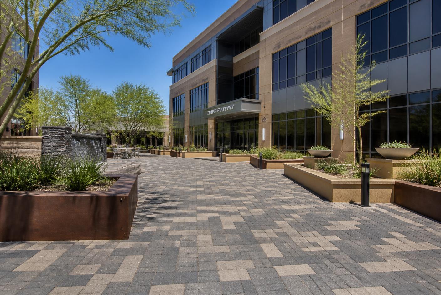 Commercial paver courtyard walkways at a Tempe AZ office property